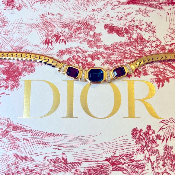 DIOR “Gripoix” Pendant Gold Plated Authentic Christian Dior Necklace - Picture 4 of 6